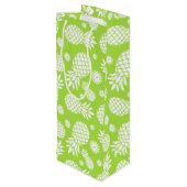 パイナップルおよびデイジーの緑の白いギフトバッグ ワインギフトバッグ (裏面アングル)