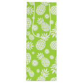 パイナップルおよびデイジーの緑の白いギフトバッグ ワインギフトバッグ (正面)