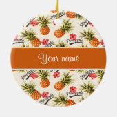 パイナップルおよびハイビスカス セラミックオーナメント (裏面)