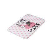 パイナップルおよびピンクの水玉模様を持つフラミンゴの猫 バスマット (アングル)