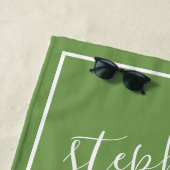 パイナップルお洒落と緑の手書き名 ビーチタオル (インサイチュ)