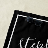 パイナップルお洒落と黒の手書き名 ビーチタオル (インサイチュ)