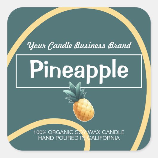 パイナップルかわいいスタイルモダンしょうゆろうそくラベル スクエアシール (正面)
