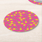 パイナップルかわいい子どもの誕生日パーティー夏 ラウンドペーパーコースター (アングル)