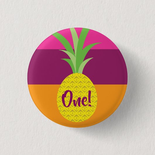 パイナップルかわいい子どもの誕生日パーティー夏 缶バッジ (正面)