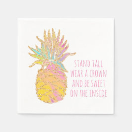 パイナップルかわいい虹と金ゴールドパイナップル スタンダードカクテルナプキン