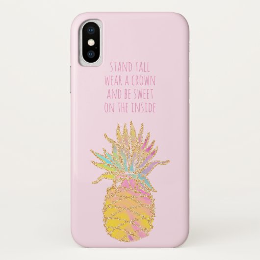 パイナップルかわいい虹と金ゴールドパイナップル Case-Mate iPhoneケース (裏面)
