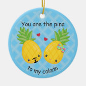 パイナップルかわいらしトロピカルピナコラダロマンチック セラミックオーナメント (正面)