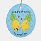 パイナップルかわいらしトロピカルピナコラダロマンチック セラミックオーナメント (左)