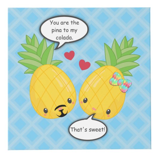 パイナップルかわいらしトロピカルピナコラダロマンチック フォトキューブ (正面)