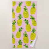 パイナップルかわいらし夏のおもしろいフルーツ ビーチタオル (正面)