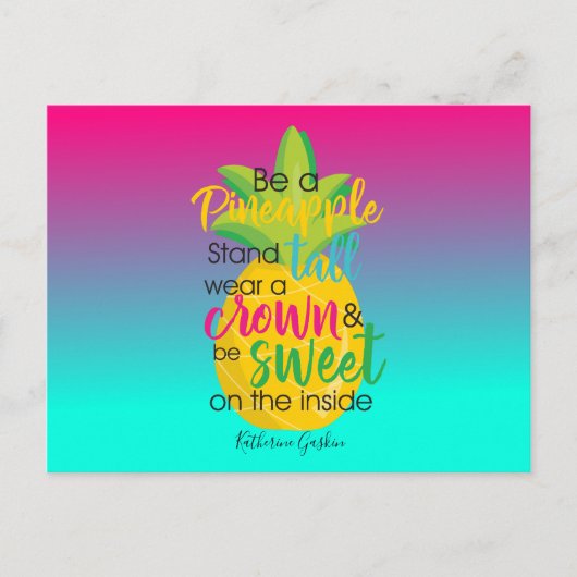 パイナップルかわいらし引用文になる ポストカード (正面)