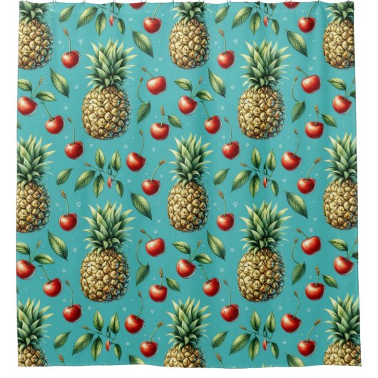 パイナップルさくらんぼブリス シャワーカーテン (正面)