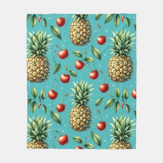 パイナップルさくらんぼブリス フリースブランケット (正面)