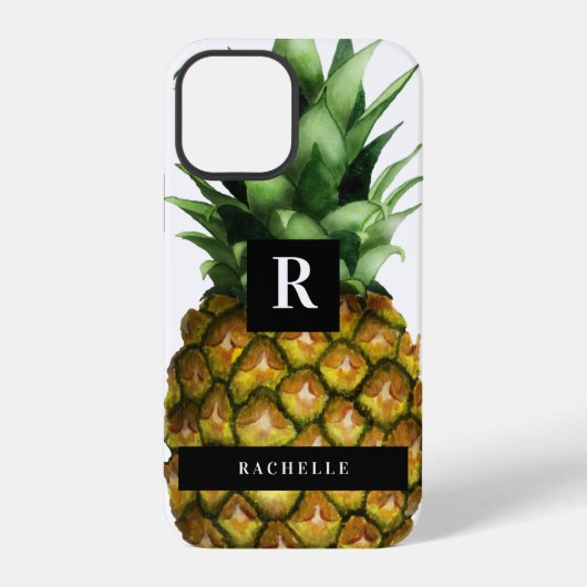 パイナップルとお名前とモノグラム iPhoneケース (裏面)