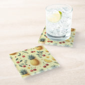 パイナップルとさくらんぼ ガラスコースター (アングル)