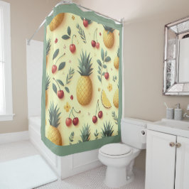 パイナップルとさくらんぼ シャワーカーテン