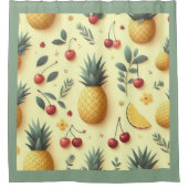 パイナップルとさくらんぼ シャワーカーテン (正面)