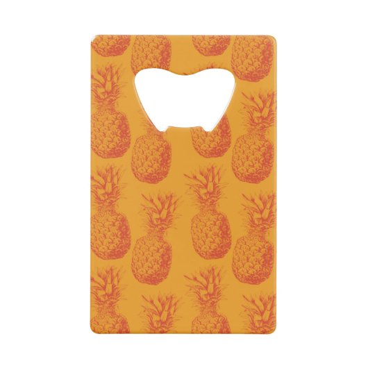 パイナップルとのシームレスなパターン クレジットカード栓抜き (正面)