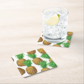 パイナップルとのシームレスなパターン スクエアペーパーコースター (インサイチュ)