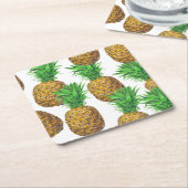 パイナップルとのシームレスなパターン スクエアペーパーコースター (アングル)