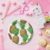 パイナップルとのシームレスなパターン ペーパープレート (パーティー)