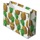 パイナップルとのシームレスなパターン ラージペーパーバッグ (正面アングル)