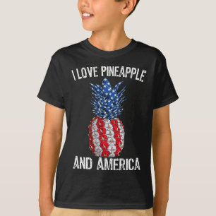 パイナップルとアメリカ国旗が大好き7月4日 Tシャツ