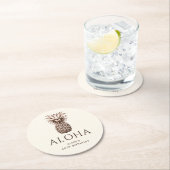 パイナップルとアロハ熱帯パーティー ラウンドペーパーコースター (インサイチュ)