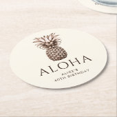 パイナップルとアロハ熱帯パーティー ラウンドペーパーコースター (アングル)