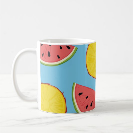 パイナップルとスイカの夏の柄 コーヒーマグカップ (左)