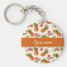 パイナップルとハイビスカス キーホルダー