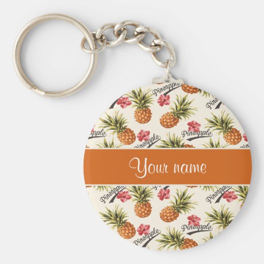 パイナップルとハイビスカス キーホルダー (正面)