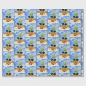 パイナップルとハートサングラス ラッピングペーパー (フラット)