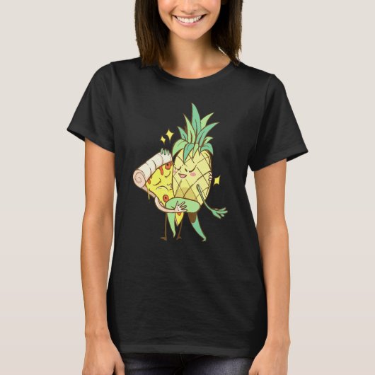 パイナップルとピザ踊り愛は愛 Tシャツ (正面)