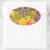 パイナップルとフローラ 楕円形シール (バッグ)