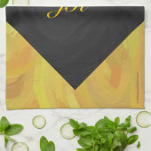 パイナップルとブラックモノグラム キッチンタオル (折り畳み)