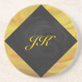 パイナップルとブラックモノグラム コースター (正面)