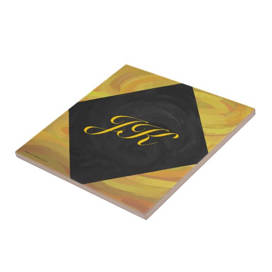 パイナップルとブラックモノグラム タイル (側面)