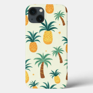パイナップルとヤシの木のパターンデザインイポンケース iPhone 13ケース