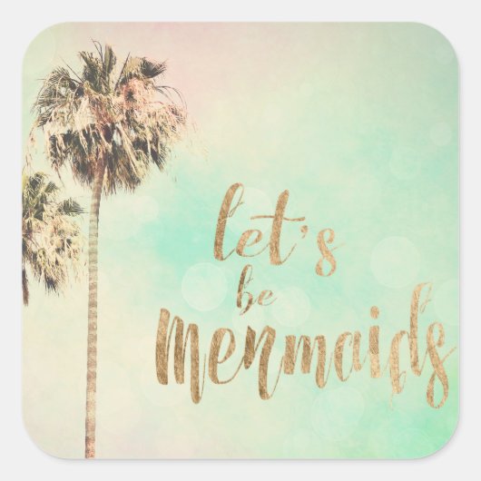 パイナップルと人魚になりよう スクエアシール (正面)