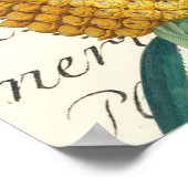 パイナップルと書道詳細 ポスター (角)