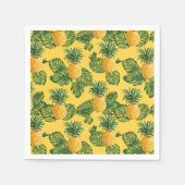 パイナップルと熱帯葉の金ゴールド スタンダードカクテルナプキン (正面)