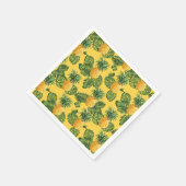 パイナップルと熱帯葉の金ゴールド スタンダードカクテルナプキン (角)