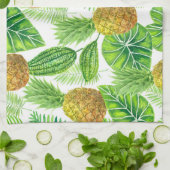 パイナップルと熱帯葉の キッチンタオル (折り畳み)