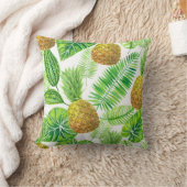 パイナップルと熱帯葉の クッション (ブランケット)