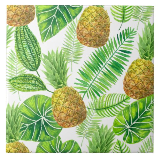 パイナップルと熱帯葉の タイル (正面)