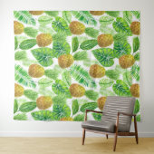 パイナップルと熱帯葉の タペストリー (インサイチュ(横))