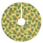 パイナップルと熱帯葉金ゴールド ブラッシュドポリエステルツリースカート (正面)