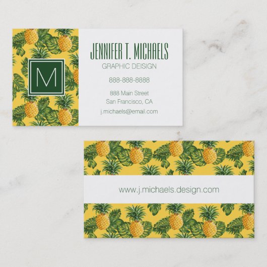 パイナップルと熱帯葉金ゴールド 名刺 (正面/裏面)